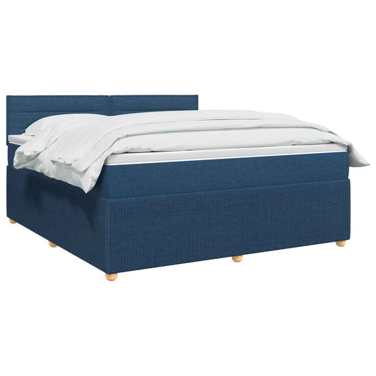 Postel Boxspring S Matrací S Čelo Modrá 180 X 200 Cm Textil