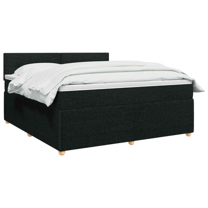 Postel Boxspring S Matrací S Čelo Černá 180 X 200 Cm Textil