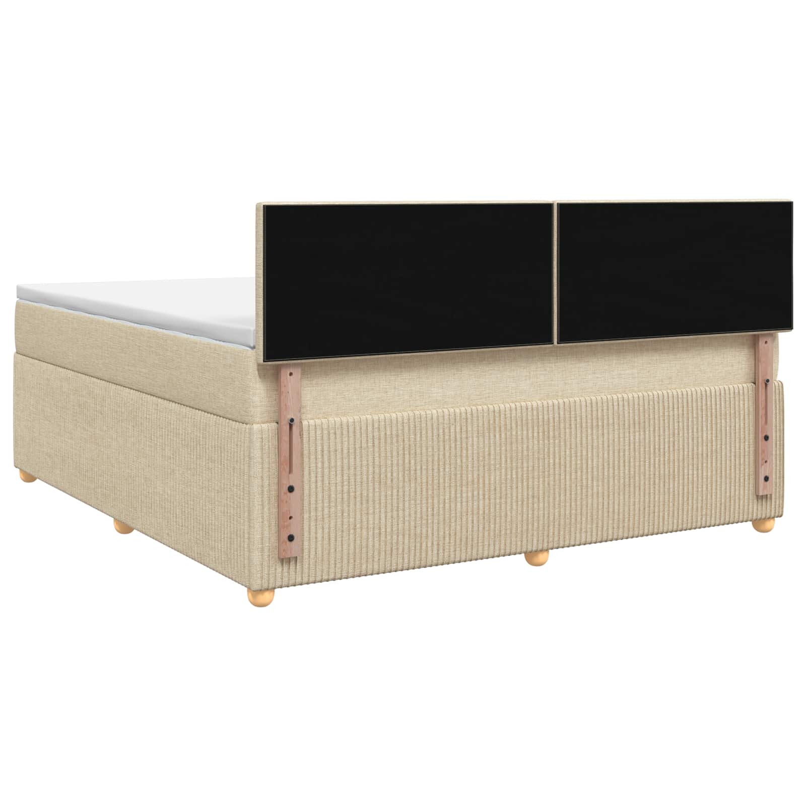 Postel Boxspring S Matrací S Čelo Krémová 180 X 200 Cm Textil