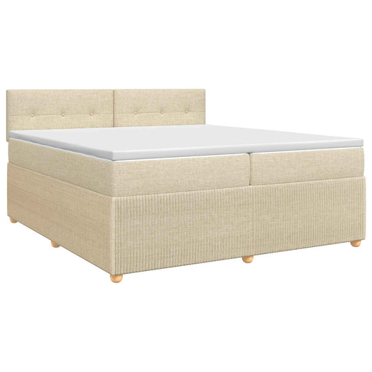 Postel Boxspring S Matrací S Čelo Krémová 200 X 200 Cm Textil