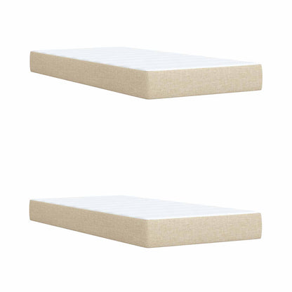 Postel Boxspring S Matrací S Čelo Krémová 200 X 200 Cm Textil
