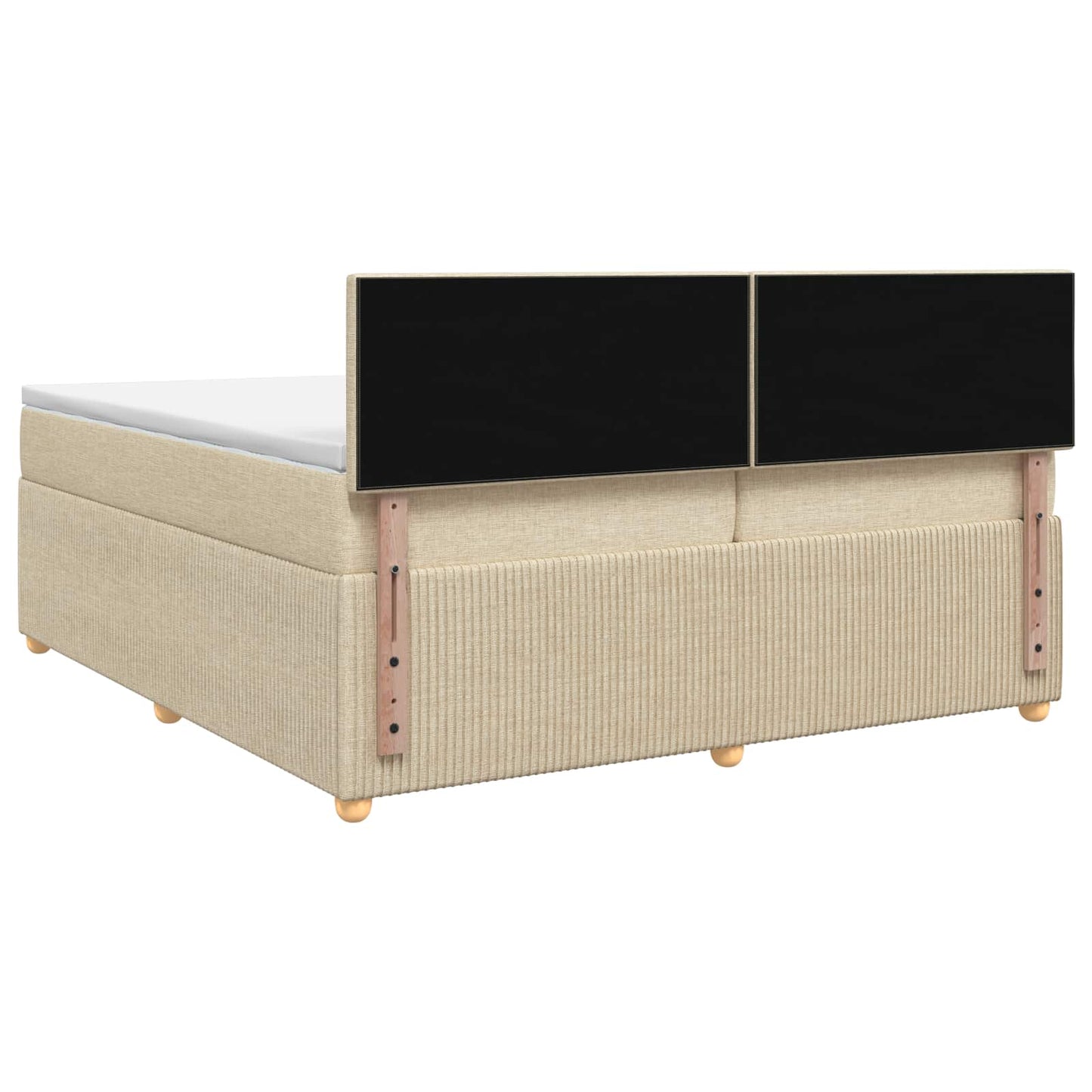 Postel Boxspring S Matrací S Čelo Krémová 200 X 200 Cm Textil