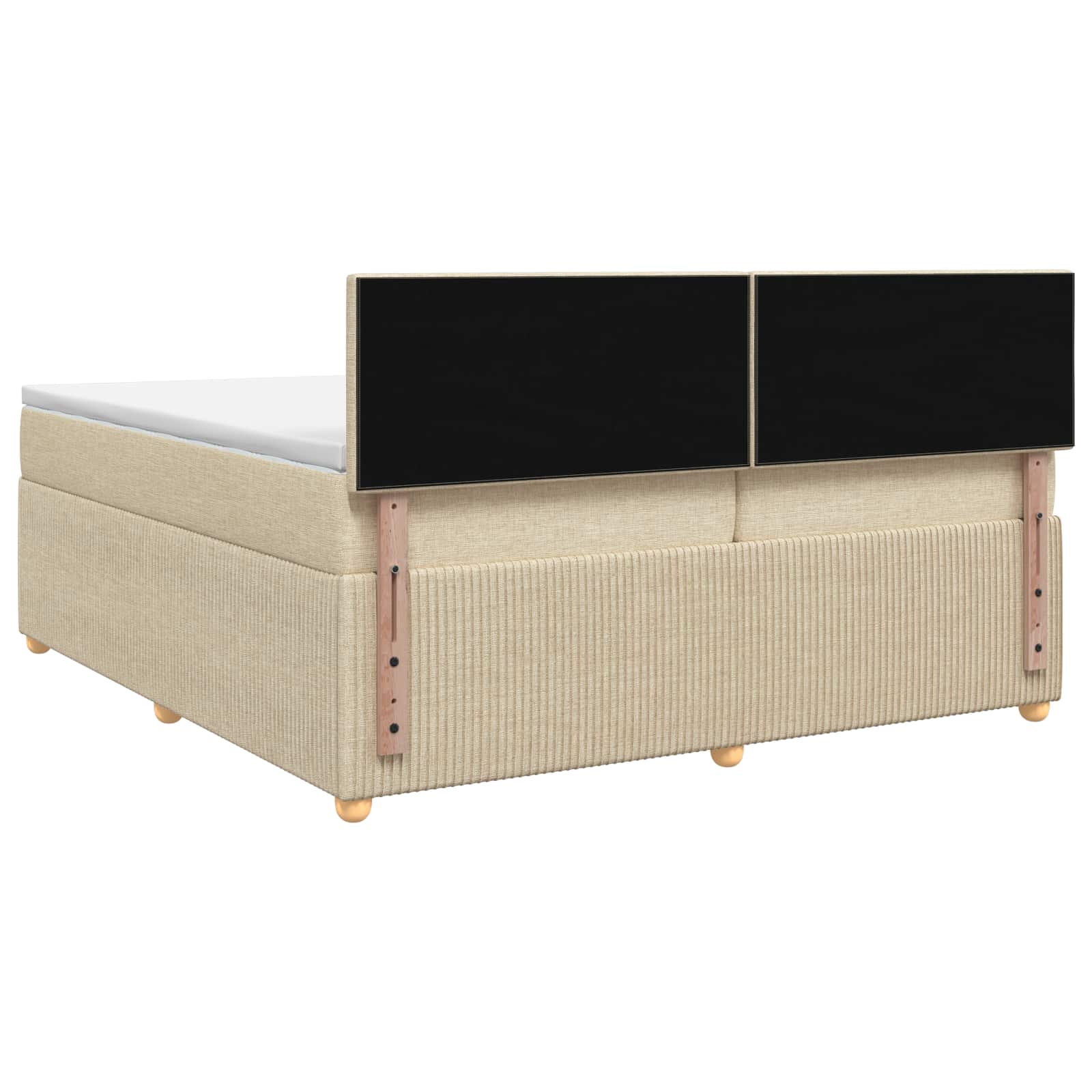 Postel Boxspring S Matrací S Čelo Krémová 200 X 200 Cm Textil