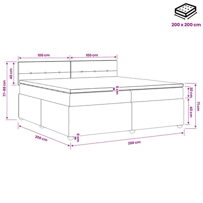 Postel Boxspring S Matrací S Čelo Modrá 200 X 200 Cm Textil