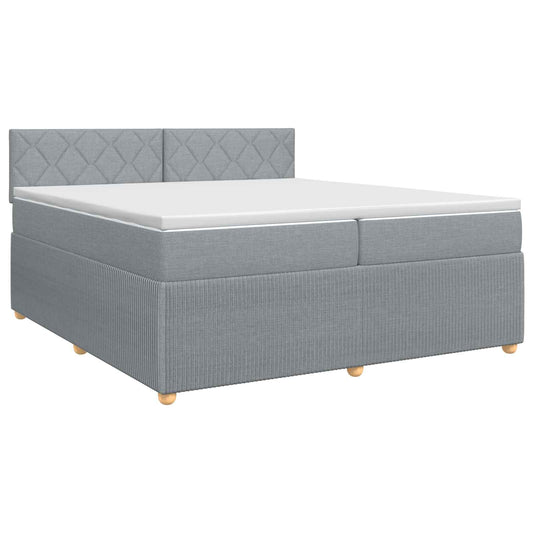 Postel Boxspring S Matrací Světle Šedá 200 X 200 Cm Textil