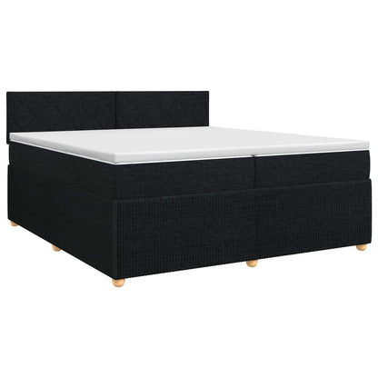 Postel Boxspring S Matrací S Čelo Černá 200 X 200 Cm Textil