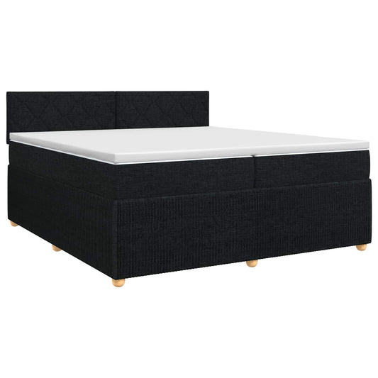 Postel Boxspring S Matrací S Čelo Černá 200 X 200 Cm Textil
