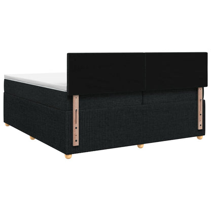 Postel Boxspring S Matrací S Čelo Černá 200 X 200 Cm Textil