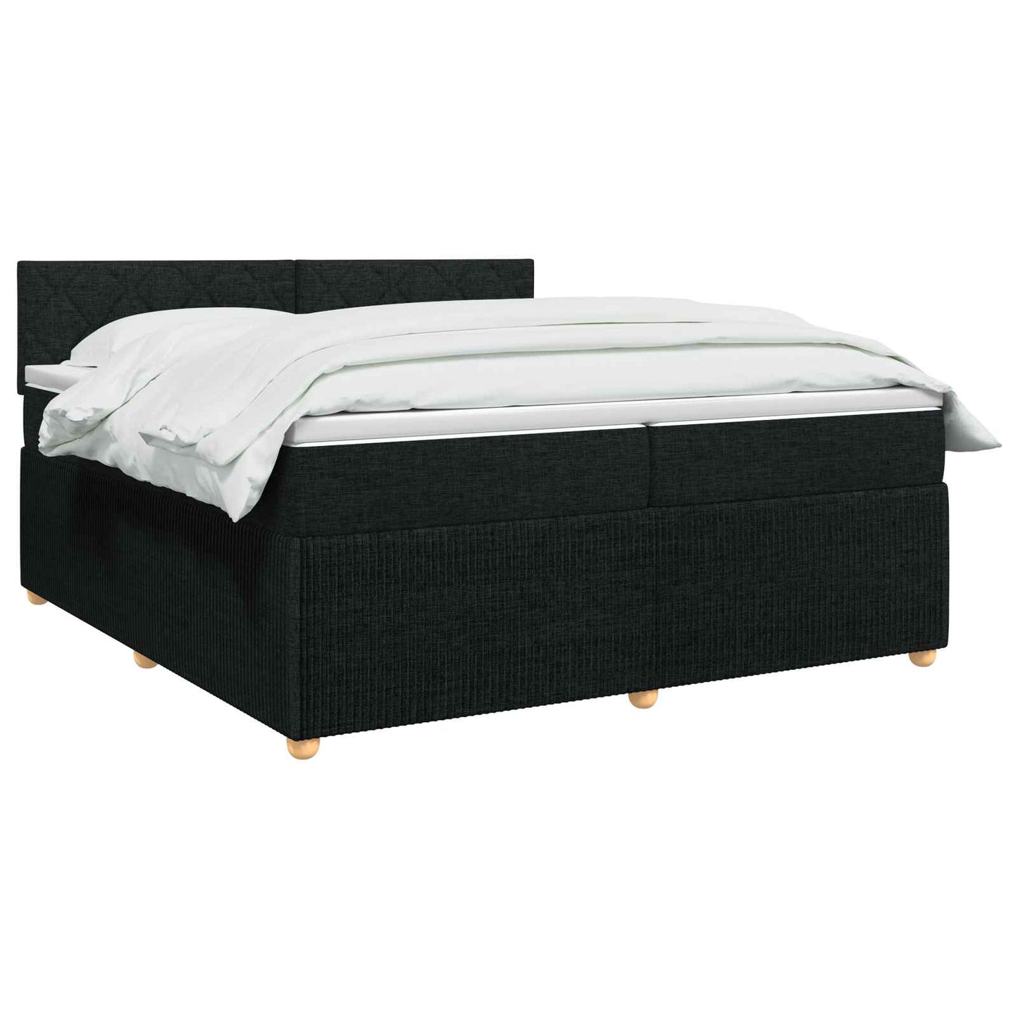Postel Boxspring S Matrací S Čelo Černá 200 X 200 Cm Textil
