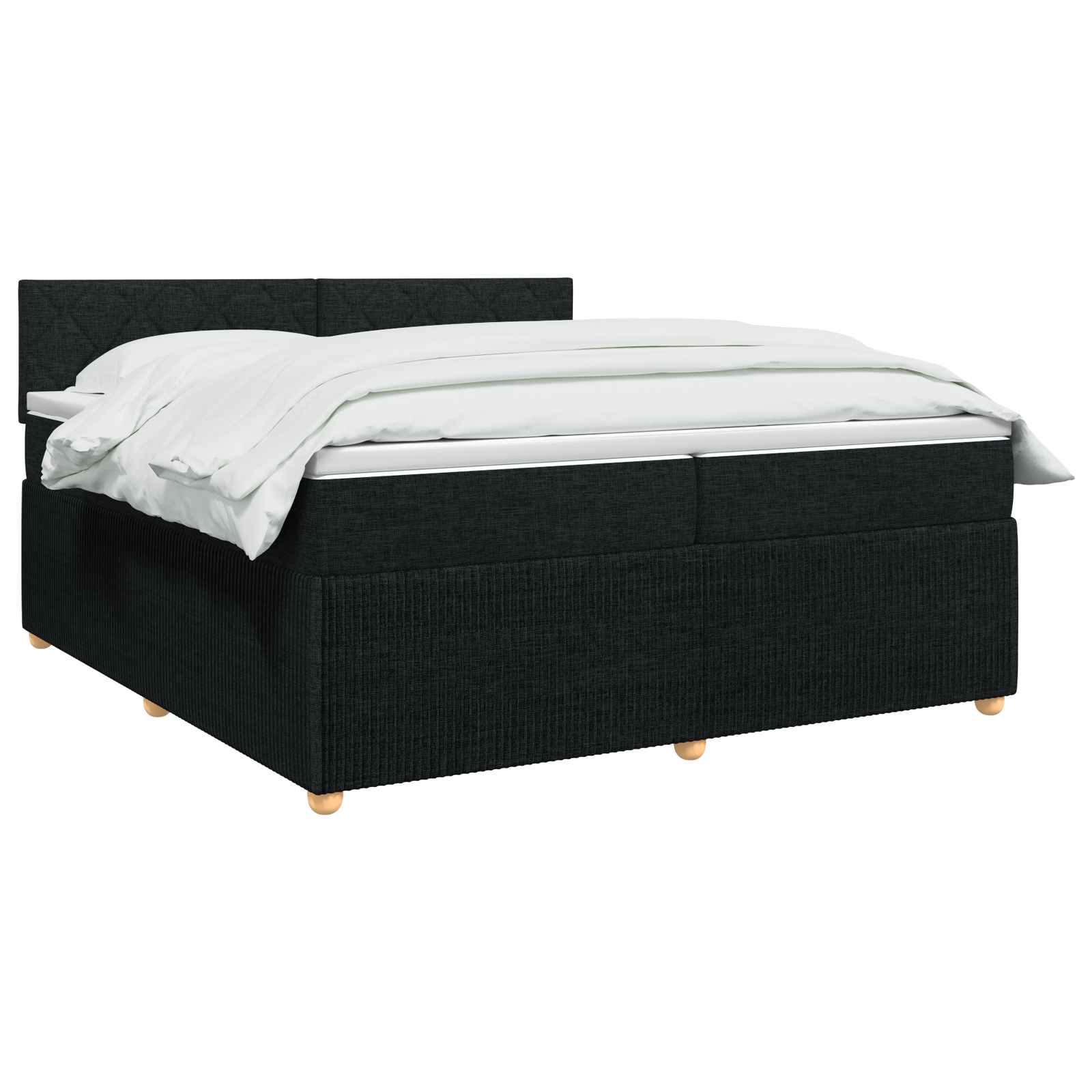 Postel Boxspring S Matrací S Čelo Černá 200 X 200 Cm Textil