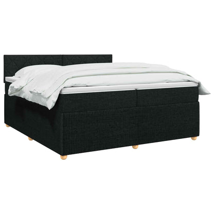 Postel Boxspring S Matrací S Čelo Černá 200 X 200 Cm Textil