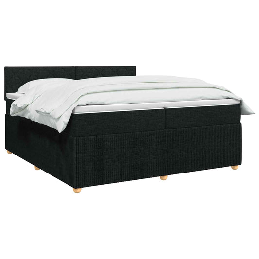 Postel Boxspring S Matrací S Čelo Černá 200 X 200 Cm Textil