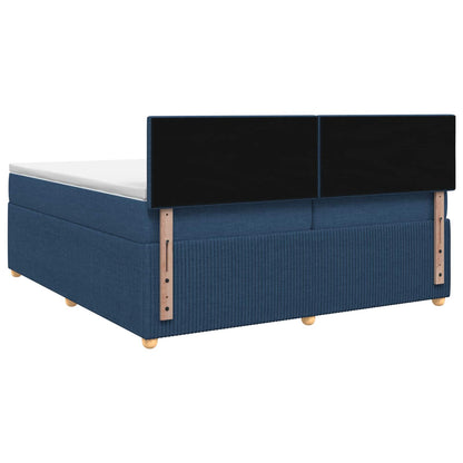 Postel Boxspring S Matrací S Čelo Modrá 200 X 200 Cm Textil