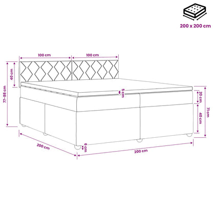 Postel Boxspring S Matrací S Čelo Modrá 200 X 200 Cm Textil