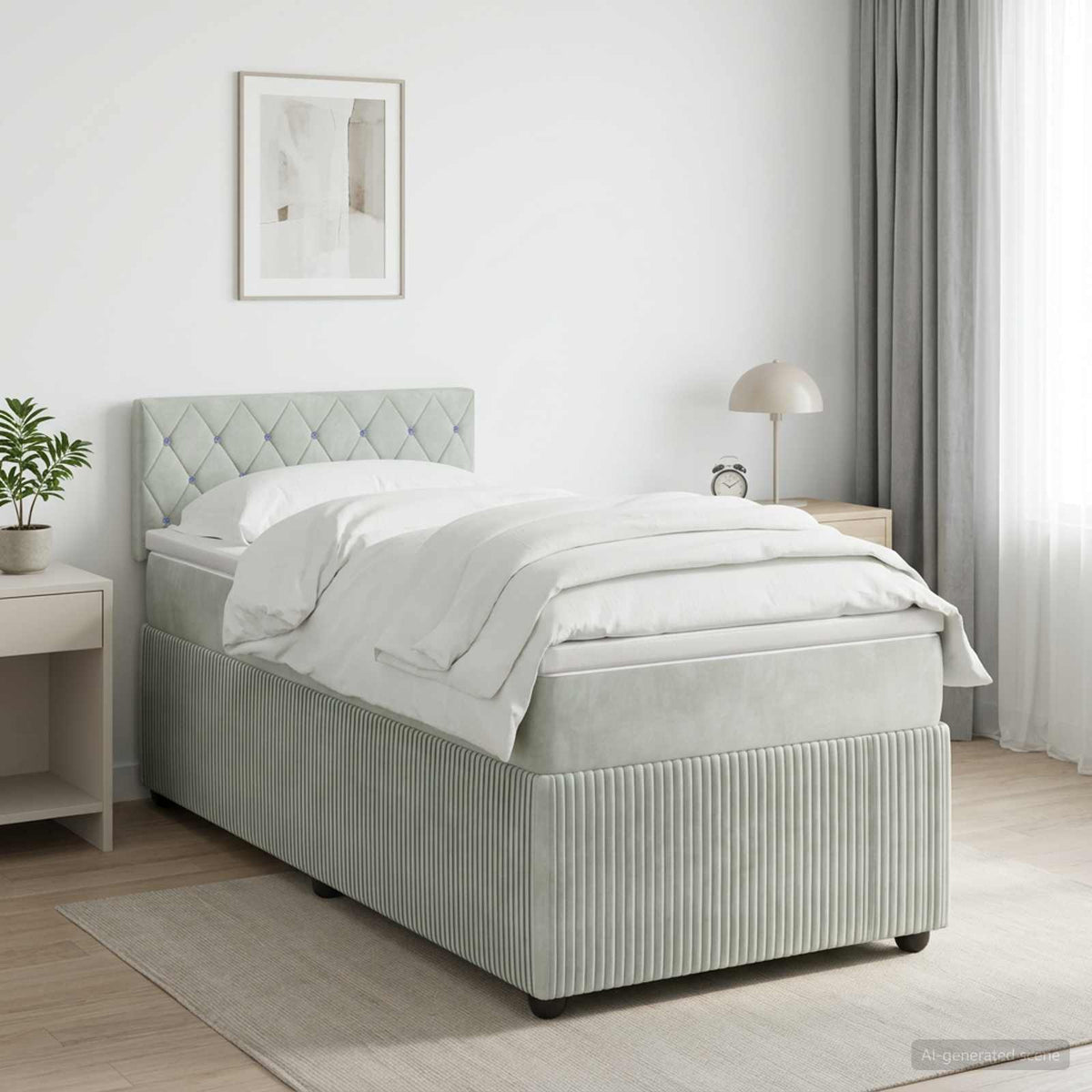 Postel Boxspring S Matrací S Čelo 90 X 190 Cm Samet