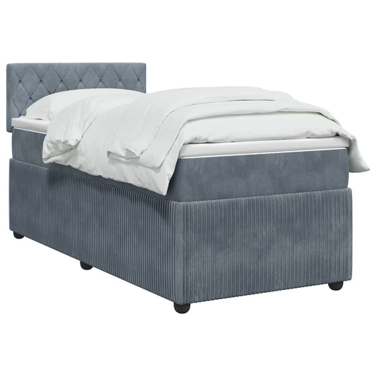 Postel Boxspring S Matrací S Čelo Tmavě Šedá 80 X 200 Cm Samet