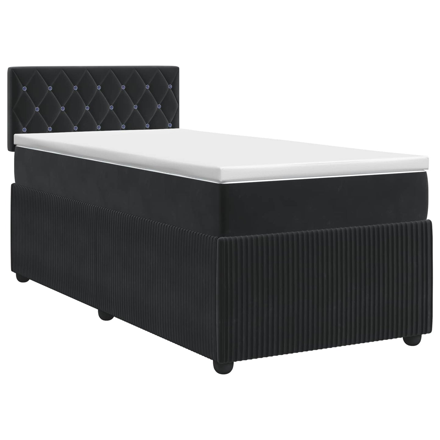 Postel Boxspring S Matrací S Čelo Černá 80 X 200 Cm Samet