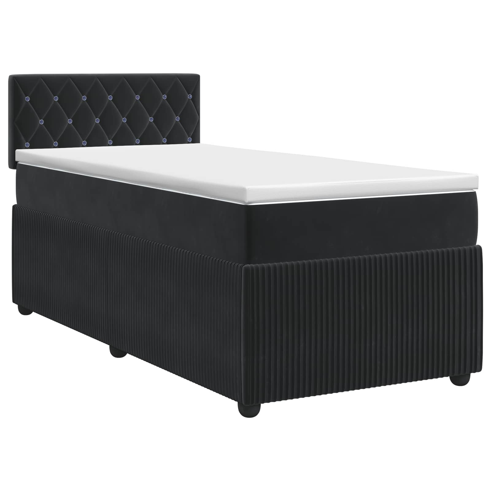Postel Boxspring S Matrací S Čelo Černá 80 X 200 Cm Samet