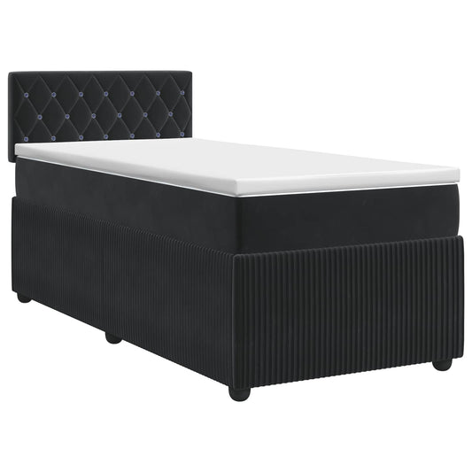 Postel Boxspring S Matrací S Čelo Černá 80 X 200 Cm Samet