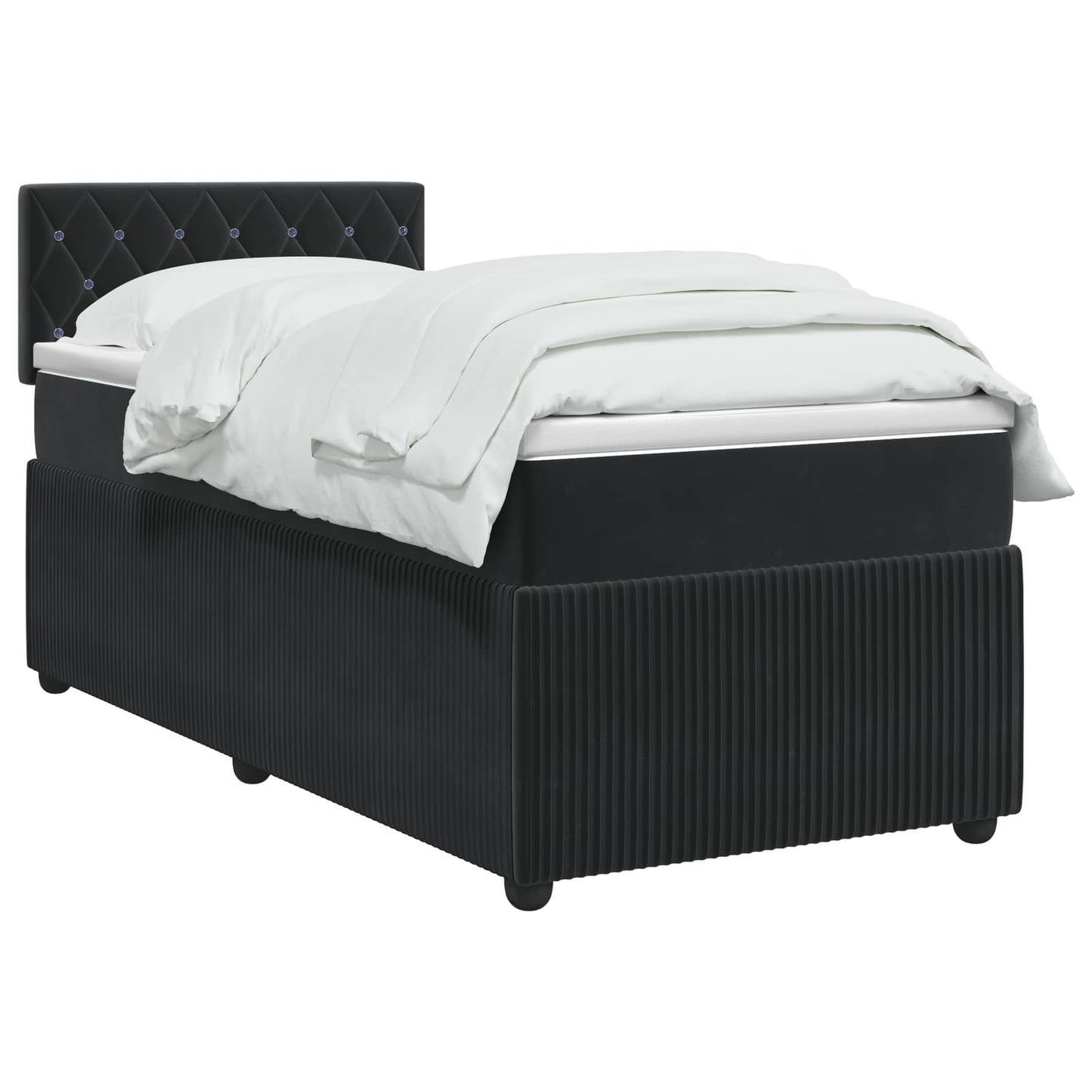 Postel Boxspring S Matrací S Čelo Černá 80 X 200 Cm Samet