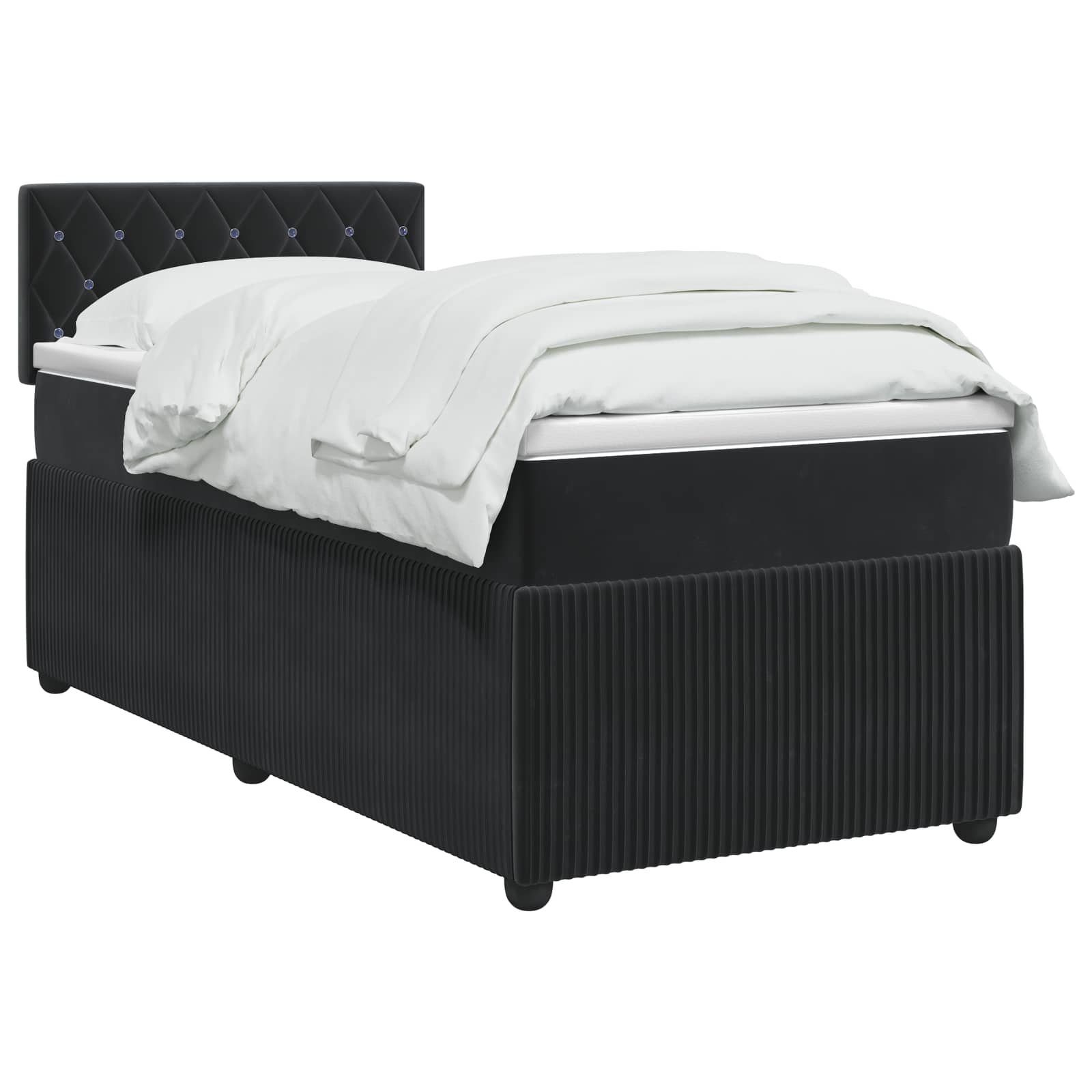 Postel Boxspring S Matrací S Čelo Černá 80 X 200 Cm Samet