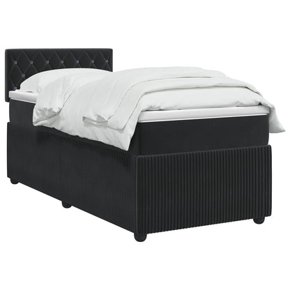 Postel Boxspring S Matrací S Čelo Černá 80 X 200 Cm Samet
