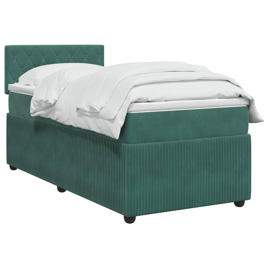 Postel Boxspring S Matrací Tmavě Zelená 80 X 200 Cm Samet