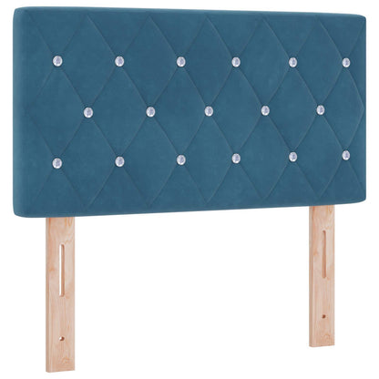 Postel Boxspring S Matrací S Čelo Tmavě Modrá 80 X 200 Cm Samet