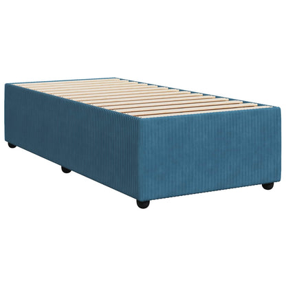 Postel Boxspring S Matrací S Čelo Tmavě Modrá 80 X 200 Cm Samet