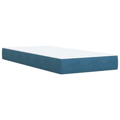 Postel Boxspring S Matrací S Čelo Tmavě Modrá 80 X 200 Cm Samet