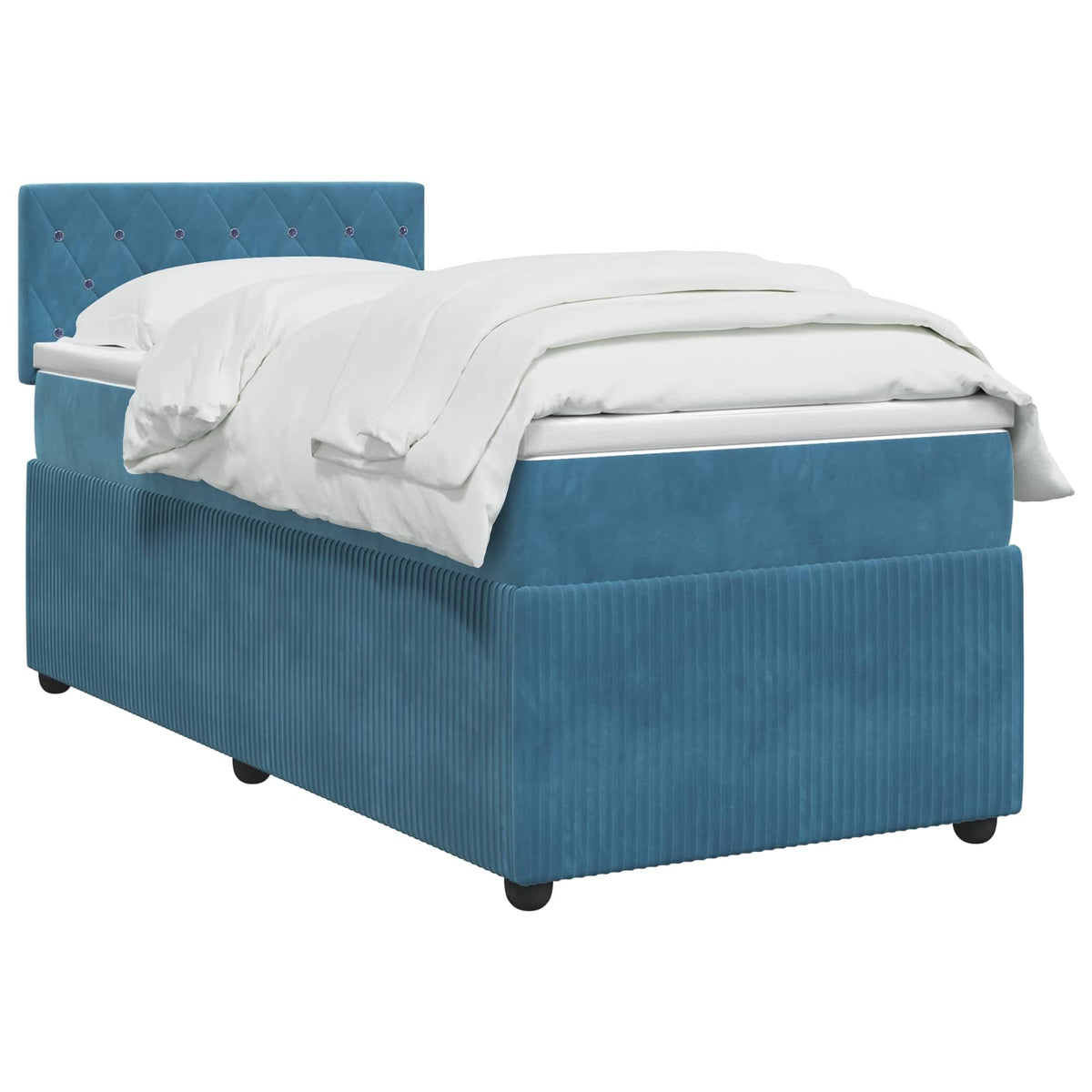 Postel Boxspring S Matrací S Čelo Tmavě Modrá 80 X 200 Cm Samet