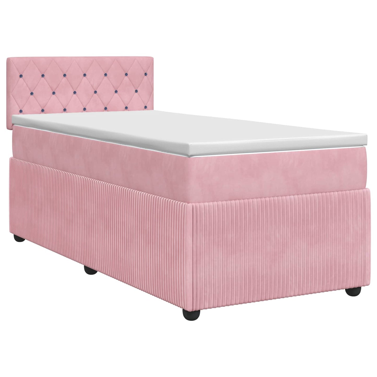 Postel Boxspring S Matrací S Čelo Růžová 80 X 200 Cm Samet