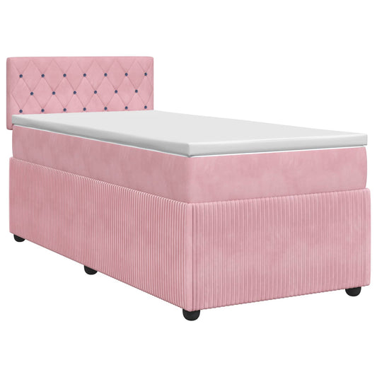 Postel Boxspring S Matrací S Čelo Růžová 80 X 200 Cm Samet