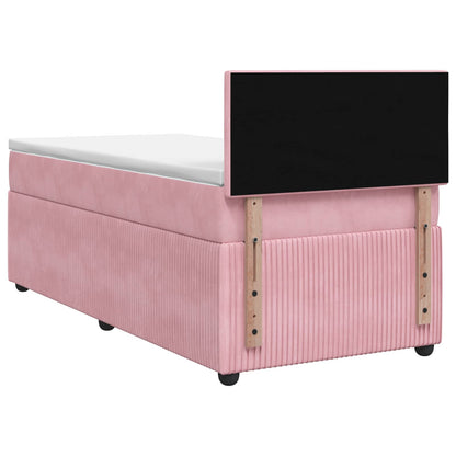 Postel Boxspring S Matrací S Čelo Růžová 80 X 200 Cm Samet