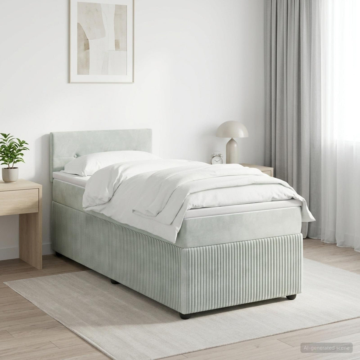 Postel Boxspring S Matrací S Čelo 90 X 190 Cm Samet