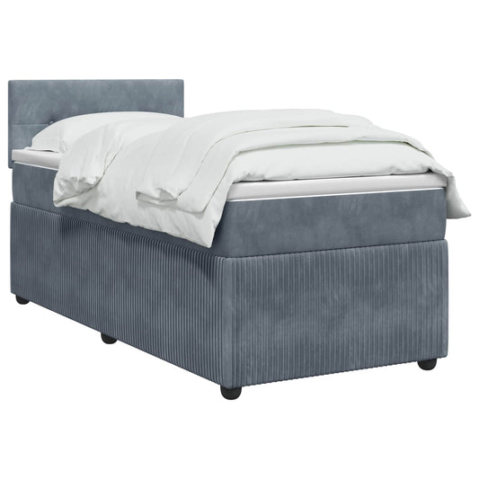 Postel Boxspring S Matrací S Čelo Tmavě Šedá 80 X 200 Cm Samet