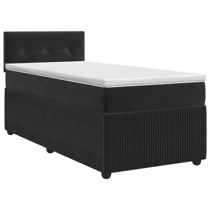 Postel Boxspring S Matrací S Čelo Černá 80 X 200 Cm Samet