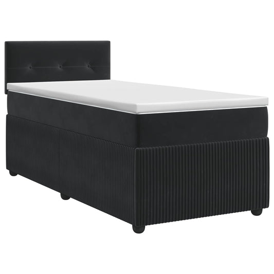 Postel Boxspring S Matrací S Čelo Černá 80 X 200 Cm Samet