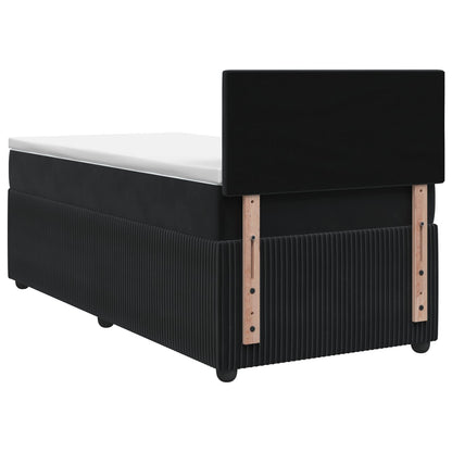 Postel Boxspring S Matrací S Čelo Černá 80 X 200 Cm Samet