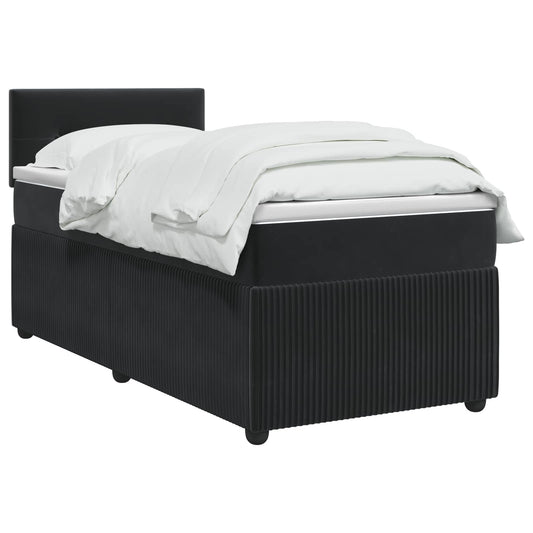Postel Boxspring S Matrací S Čelo Černá 80 X 200 Cm Samet