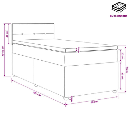 Postel Boxspring S Matrací S Čelo Černá 80 X 200 Cm Samet