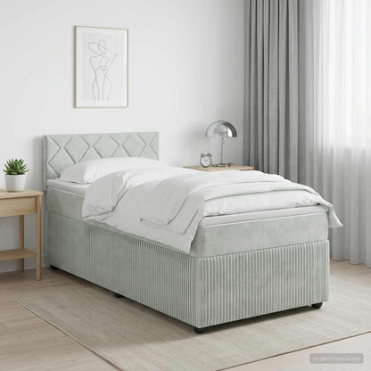 Postel Boxspring S Matrací S Čelo 90 X 190 Cm Samet