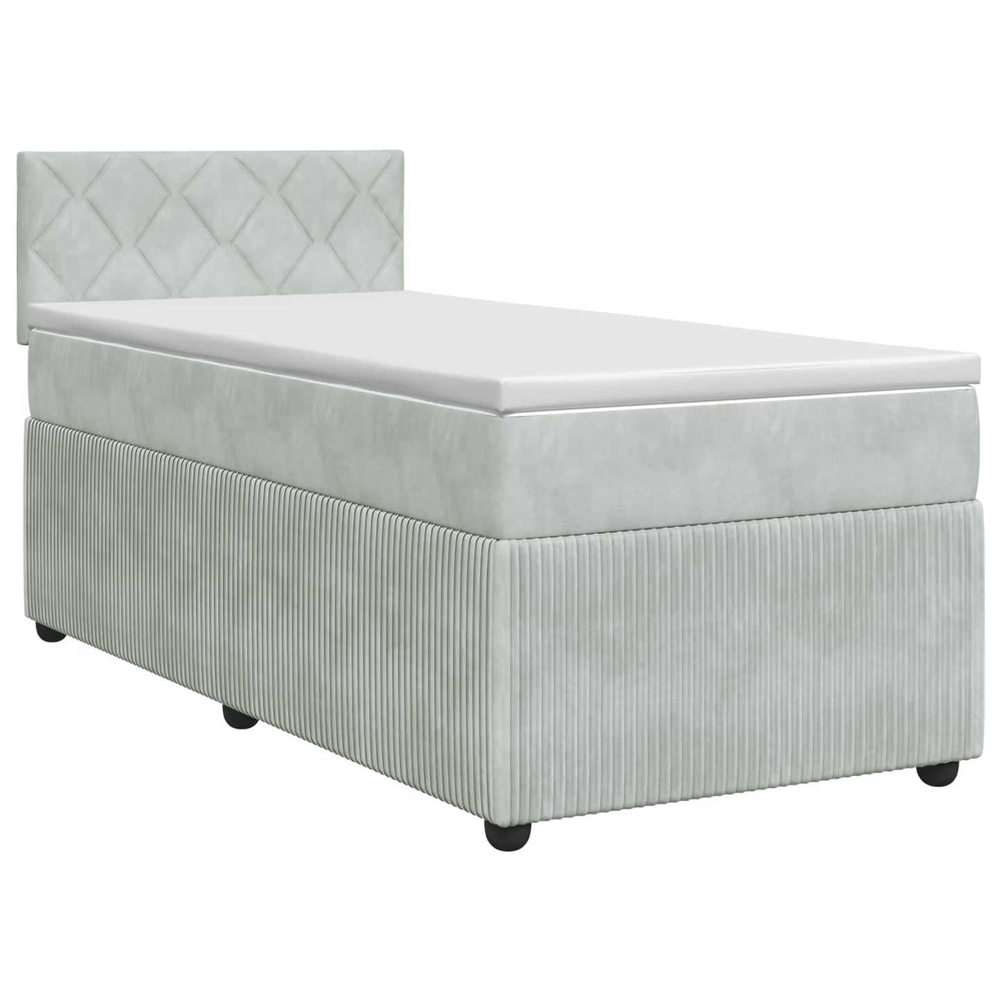 Postel Boxspring S Matrací S Čelo Světle Šedá 80 X 200 Cm Samet