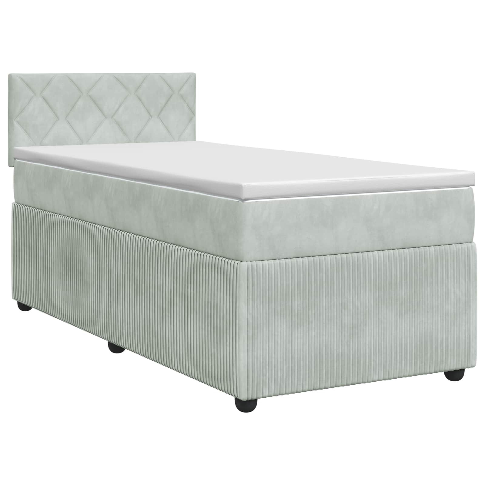 Postel Boxspring S Matrací S Čelo Světle Šedá 80 X 200 Cm Samet