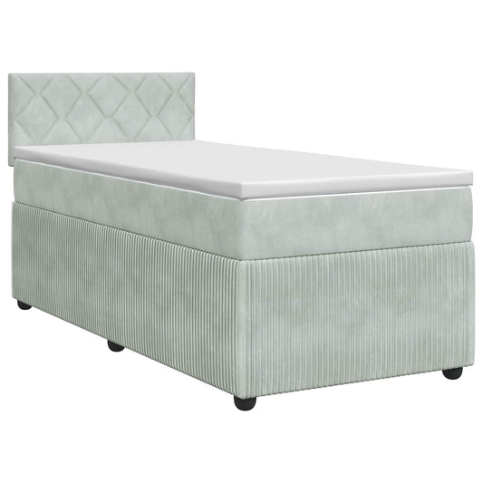 Postel Boxspring S Matrací S Čelo Světle Šedá 80 X 200 Cm Samet