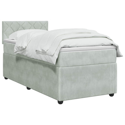 Postel Boxspring S Matrací S Čelo Světle Šedá 80 X 200 Cm Samet