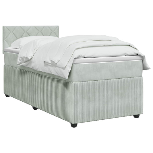 Postel Boxspring S Matrací S Čelo Světle Šedá 80 X 200 Cm Samet