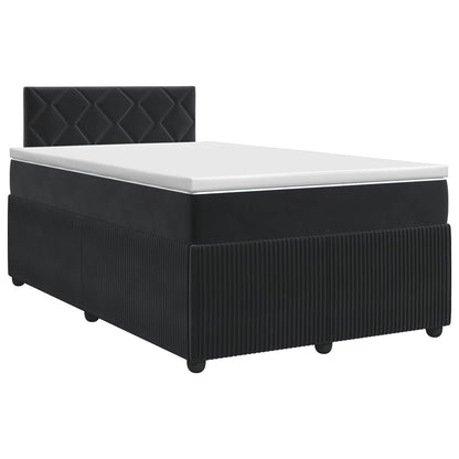 Postel Boxspring S Matrací S Čelo Černá 120 X 200 Cm Samet