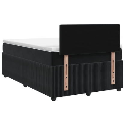 Postel Boxspring S Matrací S Čelo Černá 120 X 200 Cm Samet
