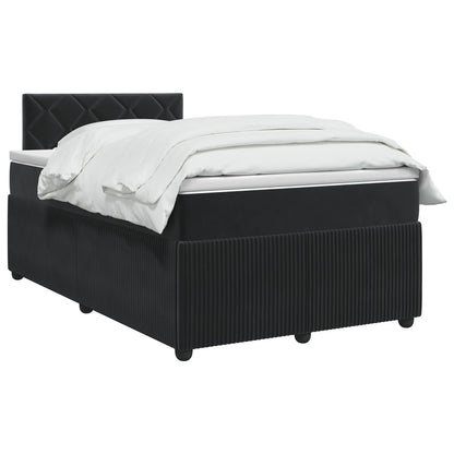 Postel Boxspring S Matrací S Čelo Černá 120 X 200 Cm Samet